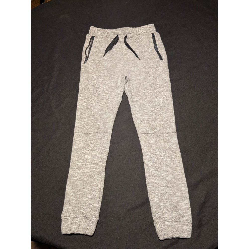 Art Class Boys Gray Knit Jogger Pants Size S 6/7 Zipper Pockets Drawstring Sweat